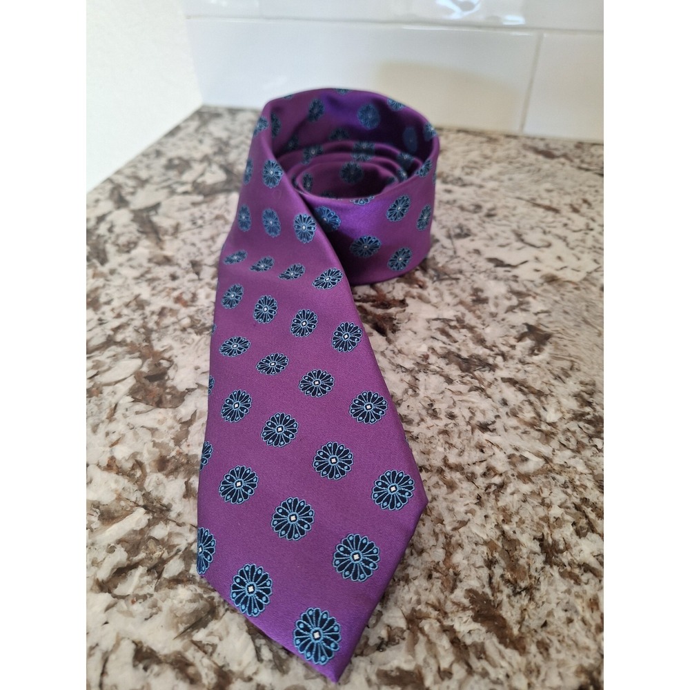 Ted Baker London Purple Floral‎ Foulard 100% Silk Neck Tie
